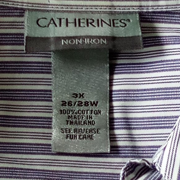 Catherines Women's Plus Size Non-Iron Striped Button-Up Shirt 3x - Picture 5 of 5